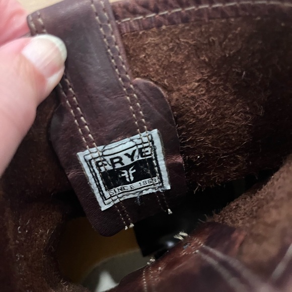 Frye Harness Western Square Toe Brown boho Cowgirl Festival Biker boots sz 5.5 - Picture 11 of 12